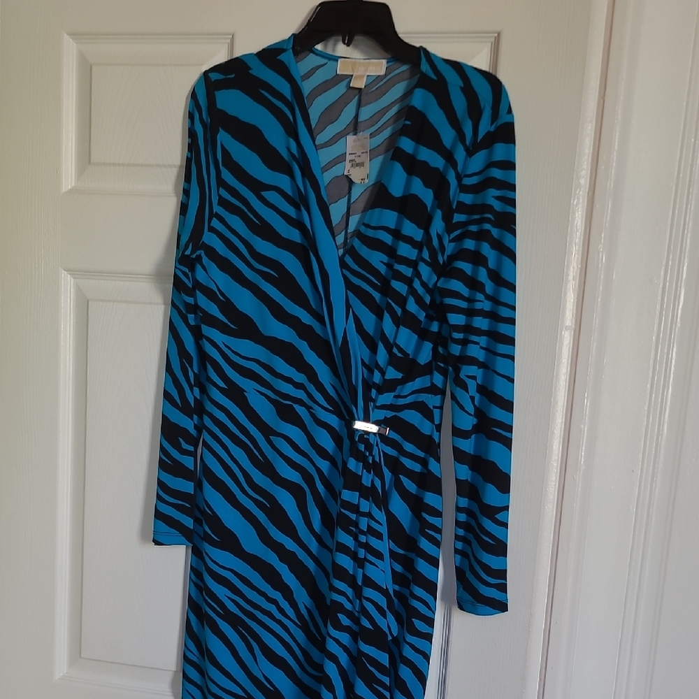 MICHAEL Michael Kors Blue and Black Midi Dress
